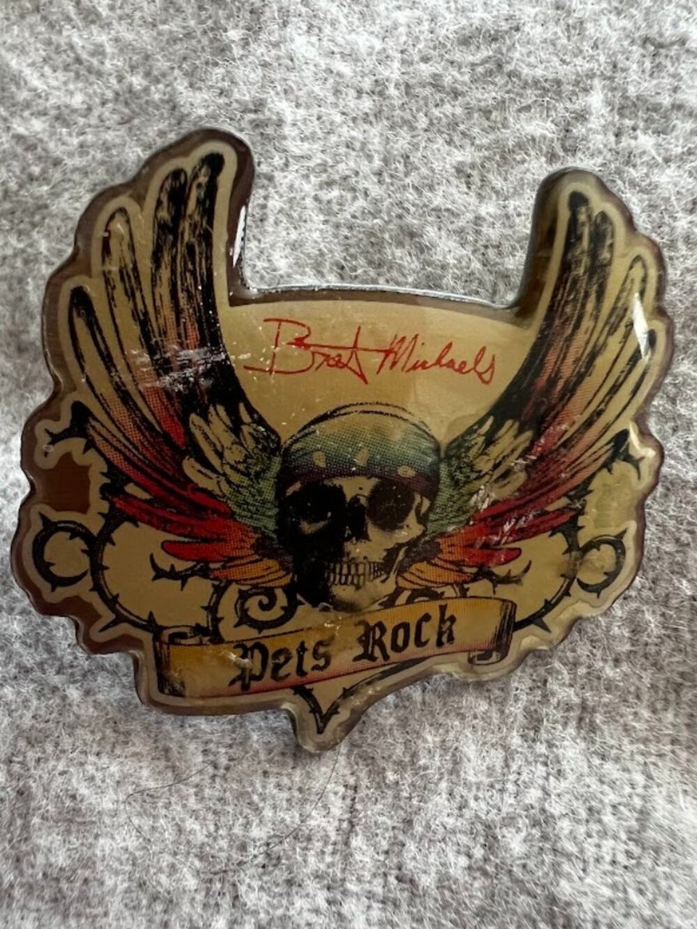 PetSmart Bret Michaels Pets Rock Brand Skull Wings Wire Lapel Pin